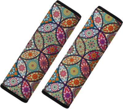 Autogordelhoes Set - Schouderkussen Gordel - Comfortabel Rijden - Zacht Neopreen Materiaal - 2 Stuks - Mandala Patroon