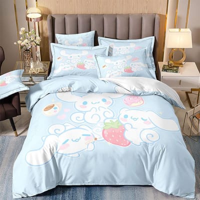 Leuke Cinnamoroll beddengoedsets: dekbedovertrek, kussensloop, 2-3-delige sets, ideaal als cadeau voor tieners en kinderen. US Queen 228x228cm