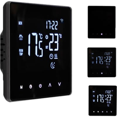 WiFi slimme thermostaat temperatuurregelaar voor elektrische verwarming LCD-scherm touchscreen week programmeerbare app-bediening WIFI water heating zwart