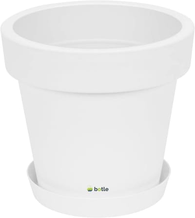 Witte Ronde Pot met Schotel Mat 40cm Kunststof