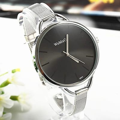 Luxe Gouden Dames Horloges Merk Womage Dames Ultra Slank Roestvrij Staal Mesh Mini Armband Quartz Horloge gray