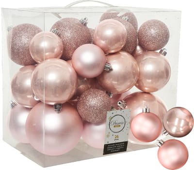Decoris kerstballen - 38x st. - lichtroze - 6-8-10 cm - kunststof