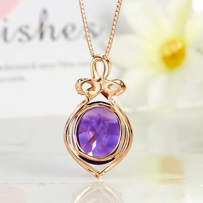 POMOiii Temperament Amethist Hanger Damesmode Luxe Rose Gouden Ketting Voor Vrouwen Charme Bruiloft Verloving Fijne Sieraden Nieuwe Trendy