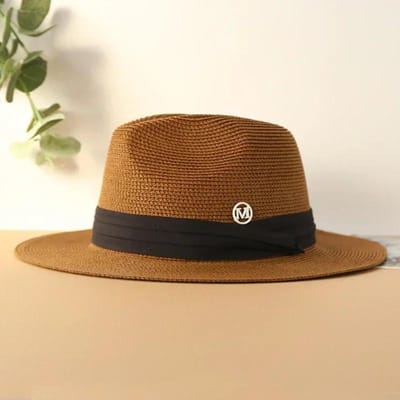 Grande Taille XL 63cm Chapeau de Paille Panama Jazz de Voyage Chapeaux de Soleil d'Été pour Femmes Hommes Mariage Chapeau de Paille Fedora à Large Bord Chapeau de Plage Paille UV UPF 50+ XL61-63cm black