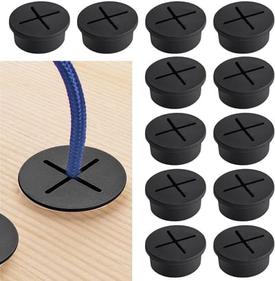 Bureaudoorvoer - Kabeldoorvoer 25mm - 12 Stuks - Zwart - Siliconen