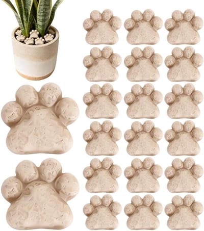 Decoratieve stenen - Tuin kiezels - Planten decoreren - Katpoot ontwerp - 20 stuks - Grijs