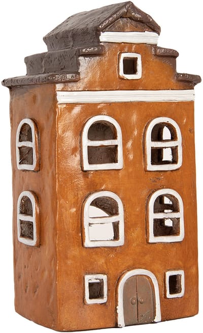 Clayre & Eef Waxinelichthouder Huis 20x15x34 cm Oranje Keramiek