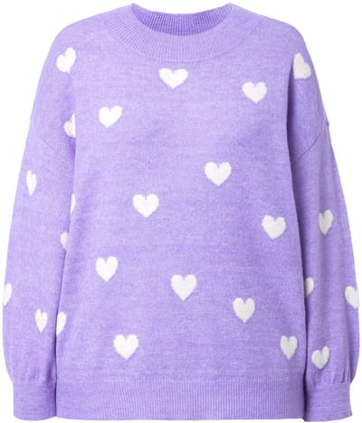 Studio Untold - Dames - Trui oversized shape hearts - Purper - Maat 46+