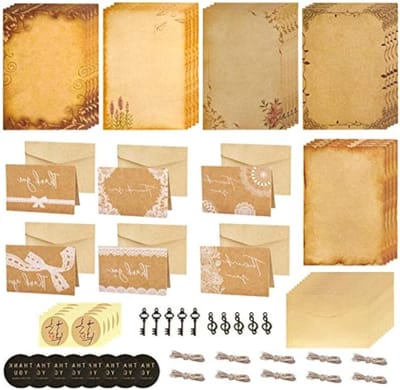 Vintage schrijfpapier en enveloppen set, antieke briefpapier en stationery voor creatief schrijven, DIY projecten en drukwerk