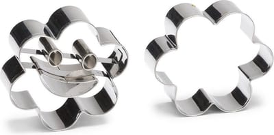 uitsteekvormen Bloem 6 cm RVS zilver 2-delig
