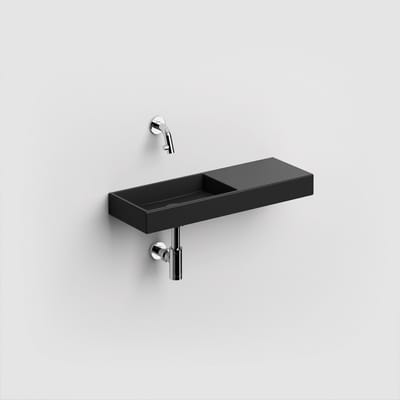 Clou Mini Wash Me fontein 56x19cm zonder kraangat rechts Keramiek Zwart mat
