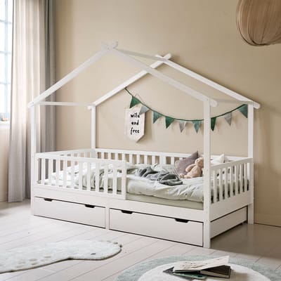 Petite Amélie Huisbed Maison - Peuterbed 90x200 cm - Bedhuisje - Hemelbed Wit