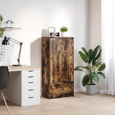 vidaXL - Kast - met - lade - 55,5x34x119,5 - cm - spaanplaat - gerookt - eikenkleurig