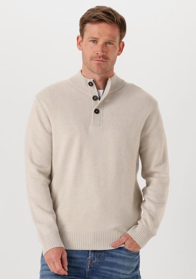 STEFANO LAURAN Half Zip L Truien & Vesten Heren - Sweater - Hoodie - Vest- Beige - Maat S