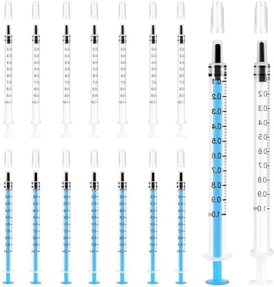 60 Stuks 1ml Spuit zonder Naald, Plastic Doseerspuiten voor Dierenvoeding en Laboratoria, Inclusief Deksel en Geschikt voor Colostrum en Voeding