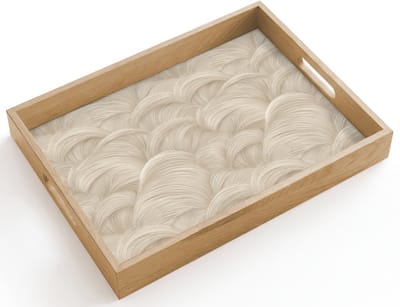 Dienblad hout 40x30 cm - Schootdienblad - Bogen - Patroon - Beige - Borrelplank rechthoek - Plateau dienbladen