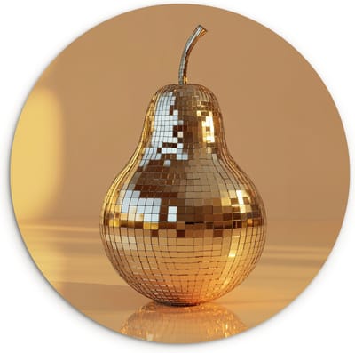 WallCircle® Wandcirkel 30x30 cm - Muurcirkel Goud - Disco - Glitter - Peer - Muurdecoratie woonkamer - Wanddecoratie keuken - Kamer decoratie accessoires - Ronde schilderijen