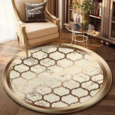 Luxe Goud Rond Tapijt voor Woonkamer Decor Sofa Tafel Vloerkleed Groot Oppervlak Zacht Antislip Stoelmat Decoratie Huis Tapijten 60cm 23.62 in