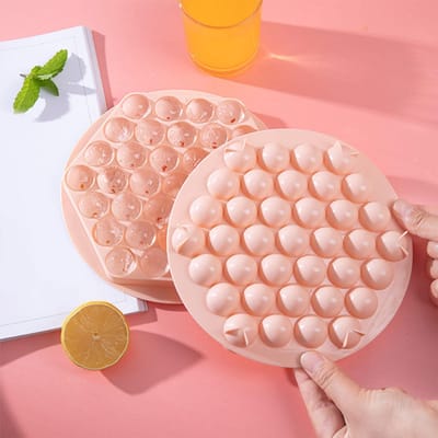 Ronde IJsblokjesvorm 37 Vakjes Veelzijdig Ruimtebesparend Kleine Ijsbal Maker Vorm met Deksel voor Drank beige