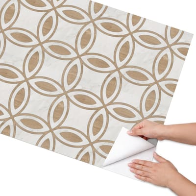 Coloray Meubel Wrap Folie - Beige Meubelfolie - 75x150 cm - Decoratiefolie Zelfklevend Geometrische patronen - Meubelfolie Zelfklevend - Geometrische Meubelfolie - Wrapfolie Keuken - Wanddecoratie - Achtergronden en patronen
