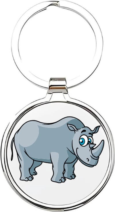Akyol - Neushoorn Sleutelhanger - neushoorn - dierenliefhebbers - Dierentuindieren - rhino - Badak - safari - witte neushoorn - grijze neushoorn - Afrikaanse neushoorn - zoogdieren - dieren - hoefdier - 4 x 7,5 CM