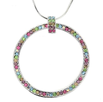 Behave - Zilverkleur ketting met ronde multicolor hanger - Everyday chic