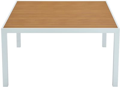 Vente-unique Vierkante tuineettafel van aluminium L140 cm - Licht naturel en wit - MACILA van MYLIA