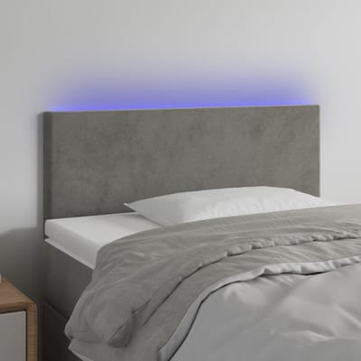 vidaXL - Hoofdbord - LED - 90x5x78/88 - cm - fluweel - lichtgrijs