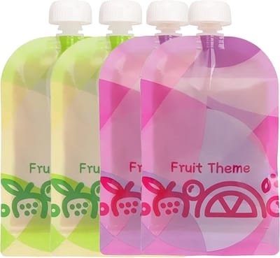 Consumerce® Herbruikbare Knijpzakjes - 4 Stuks - BPA-vrij - 180ml - Babyvoeding - Knijpfruit