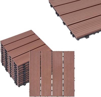 Terrastegels WPC - Balkon vloer - Buiten creëren - Drainage systeem - 22 stuks 2m² - Bruin rood