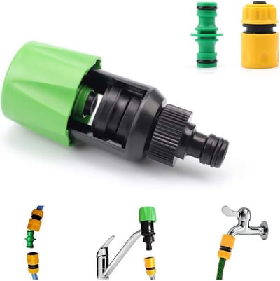 Dailygoods - Tuinslang - Adapter voor tuinslang - Robuust en verstelbaar - Groen, Zwart, Geel - Verbindingsslang - Voor keuken, badkamer en tuin - 3-d...