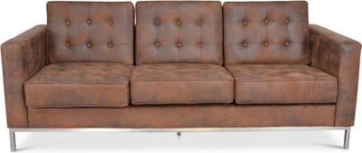 Florence Bank - 3 Zits - Vintage Bruin - Suede leder - Design Bank - Sofa - Zitbank