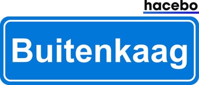 Hacebo - Plaatsnaam Sticker - 29x10 CM - Buitenkaag sticker - Verkeersborden sticker - grappige cadeaus - Buitenkaag