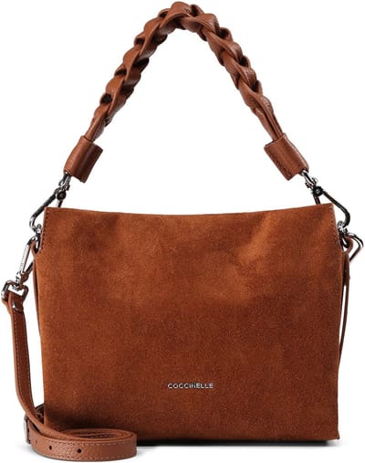 COCCINELLE Leren handtas schoudertas Boheme Handbag Suede Grainy Leather Cognac / Cognac Lichtbruin