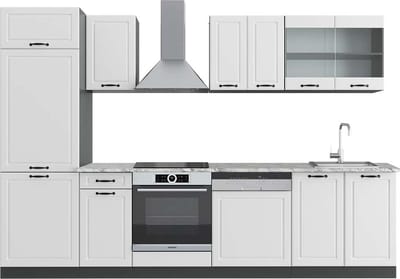 Vicco R-Line Complete keukeneenheid – 300 cm, WB Marmer Landhuis wit/antraciet