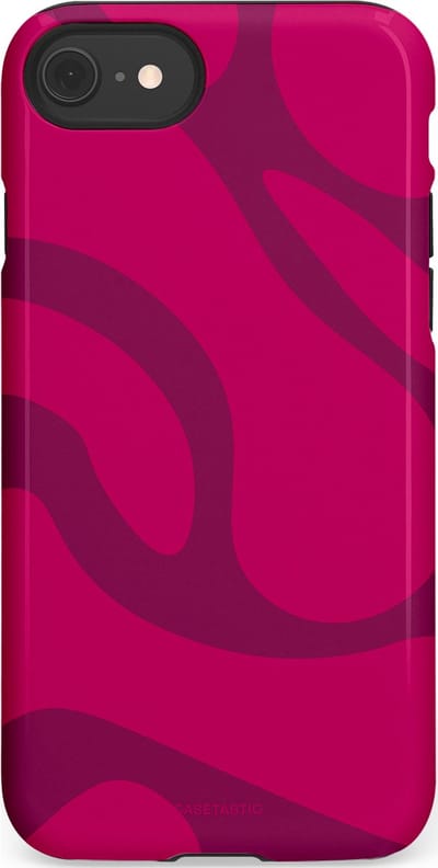Casetastic hoesje geschikt voor Apple iPhone SE / Apple iPhone 7 / Apple iPhone 8 - Dubbellaagse bescherming - Violet Paarse Golven - Fashion Case - Roze
