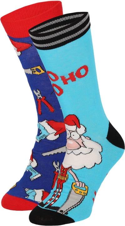 Apollo Foute Kerstsokken Heren 2-Pack Santa Claus / Tools - Maat 41-46