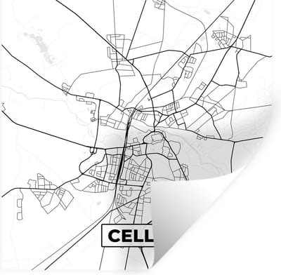 Muurstickers - Sticker Folie - Plattegrond - Celle - Kaart - Stadskaart - 100x100 cm - Plakfolie - Muurstickers Kinderkamer - Zelfklevend Behang XXL - Zelfklevend behangpapier - Stickerfolie