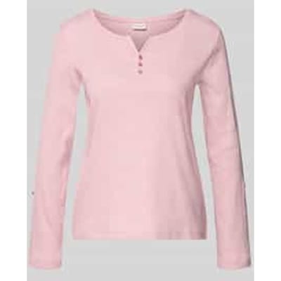 Tom Tailor - T-shirt met lange mouwen en omgeslagen mouwen - Maat XS - offwhite pink small stripe