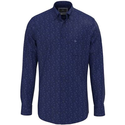 Fynch-Hatton Overhemd Allover Winter Flowers Misty Blue / male