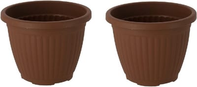Bloempot Terra voor binnen & buiten - hoogwaardig kunststof - Ø 12.5 x H 10 cm - set 2 stuks