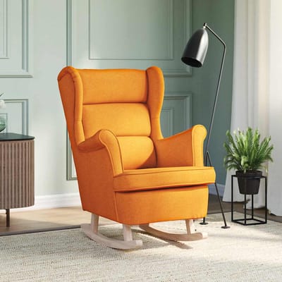 vidaXL - Schommelstoel - 74x90x102 - cm - stof - donkergeel