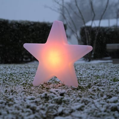 JUST LIGHT. GmbH LED sfeerlamp op accu Star, H. 39,5 cm, IP44, wit, RGBW
