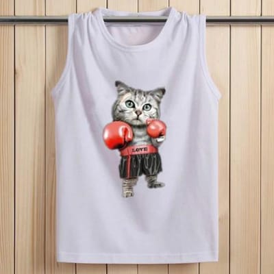 Gilet sans manches pour hommes T-shirt ample Respirant Sous-vêtement gras Base d'épaule large Gilet ample pour jeunes Tendance S blanc