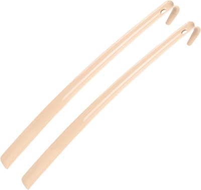 Urban Living Schoenlepel - 2x - lang - lichtroze - kunststof - 60 cm - schoentrekker