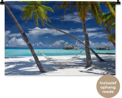Wandkleed - Wanddoek - Strand - Zomer - Hangmat - 90x60 cm - Wandtapijt