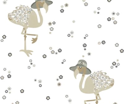 VROLIJKE FLAMINGO´S BEHANG - Beige Grijs Wit - AS Creation COZZ