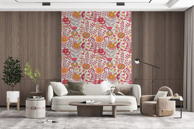 Behang - Fotobehang Bloemen - Design - Roze - Oranje - Breedte 165 cm x hoogte 220 cm