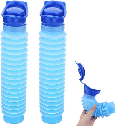 QTTVBTNA - 2 stuks Draagbaar Urinaal - Draagbaar Urinaal - Unisex - Opvouwbaar - Herbruikbare Nood Toilet - Camping WC - Lekvrij en Eenvoudig te Gebruiken - Blauw