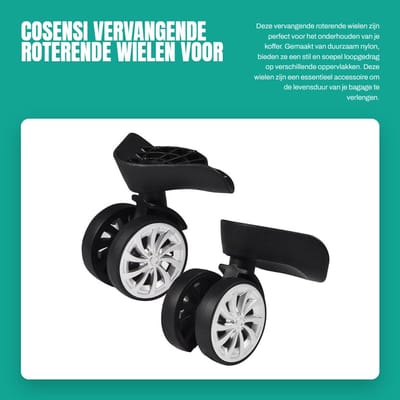 Dailygoods- Rollen voor Koffers - Roterende Wielen - Vervangset 2 Stuks - Gemaakt van Nylon - Stil en Praktisch - Eenvoudige Installatie - Kofferwielen